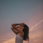 woman, model, pose, sky, dress, phone wallpaper, casual, asian, face, tattoo, nature, female, sunset, aesthetic wallpaper, iphone wallpaper