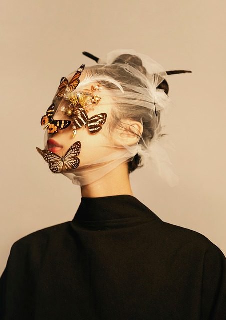 woman, butterflies, fashion, people, phone wallpaper, minimalism, art, portrait, aesthetic wallpaper, iphone wallpaper