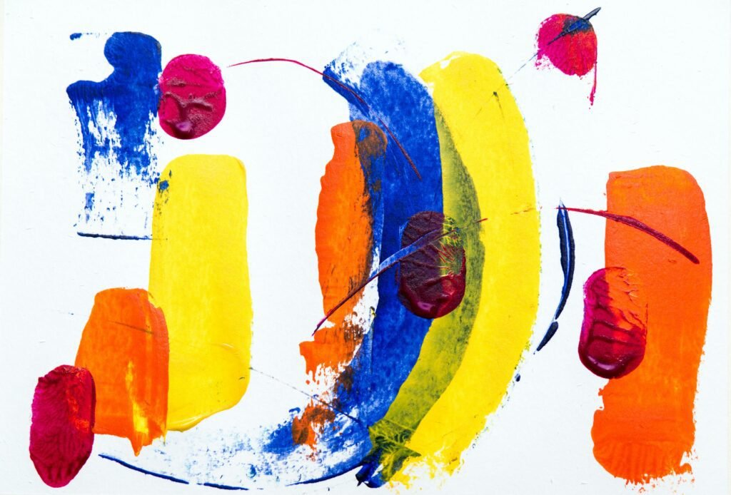 Bold abstract art with vibrant colors and expressive brushstrokes on canvas.