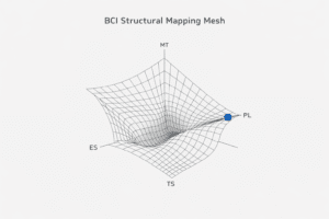 > Kering (Gucci) BCI Structural Mapping Mesh: Visualization of structural pathology where excessive Perceptual Legibility (PL) causes systemic collapse of Meaning Tension (MT) and Energy State (ES). 