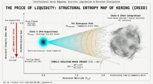 An institutional structural integrity diagnostic mapping Kering's management of Creed (SIDR-2026-CRD-005). The visualization models the 'Liquidation of Scarcity' canonical mechanism. A pre-acquisition 'Sovereignty Scarcity Anchor' (BCI 8.6) transitions via commodity drift (PL overload) to a post-integration 'Scarcity Liquidation Zone' (BCI 7.1) .The map explicitly quantifies a \Delta BCI of -1.5 (high velocity dissipation). It correlates this structural decay directly to the asset's 'Half-Life' (T_{1/2}) and provides 'Valuation Mapping' that shows the corresponding compression of EV/EBITDA multiples from a Niche Premium band to a generic Prestige Beauty band. The final conclusion indicates imminent symbolic insulation breach, with SIR at 1.05. Footered for BCI Lab byamanda.net